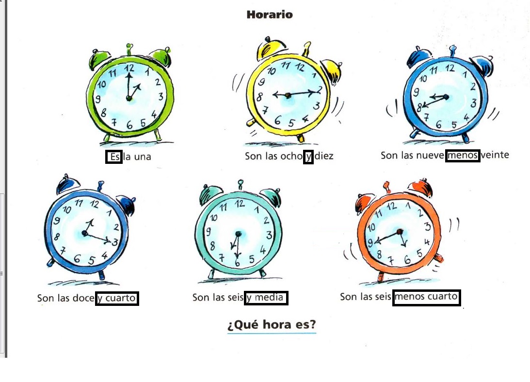 lire la montre en espagnol
